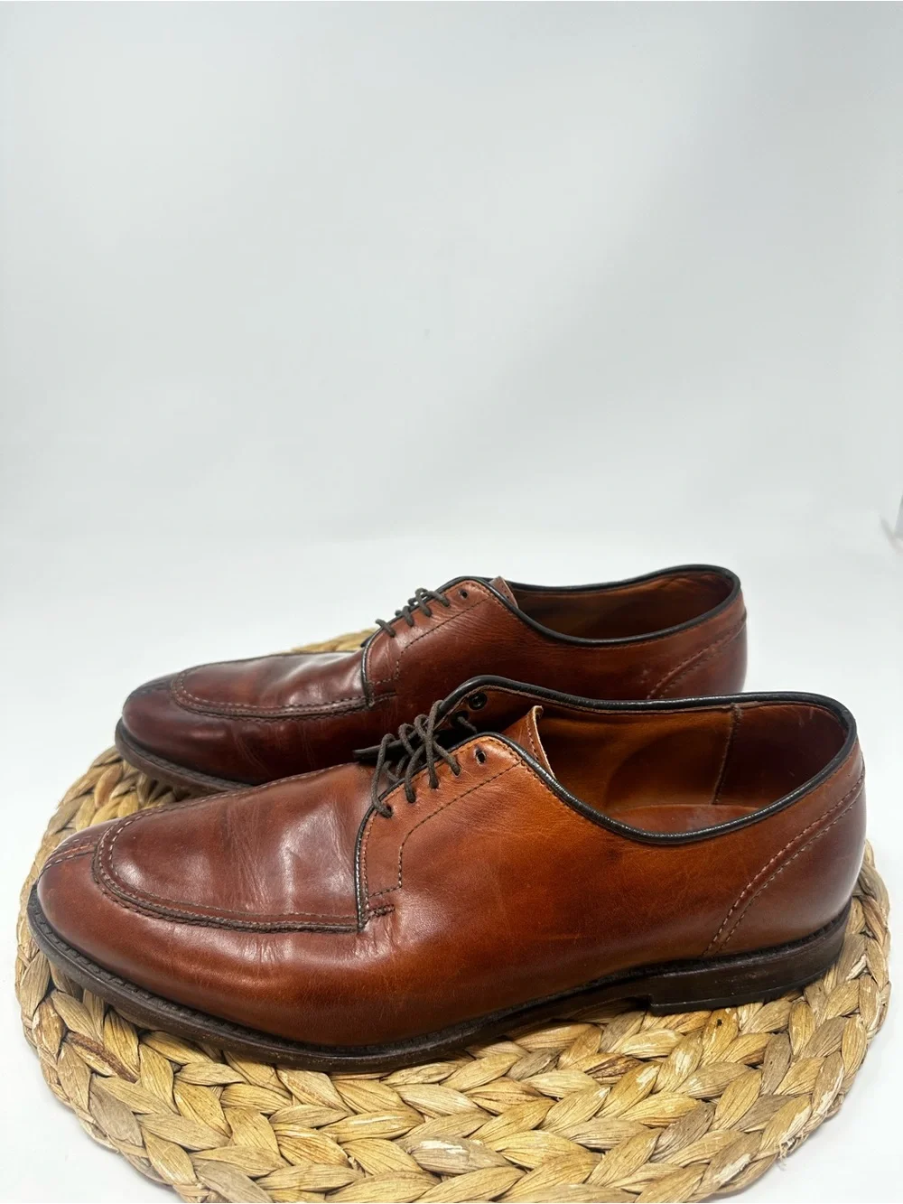 Allen Edmonds LaSalle Derby Shoes Split Toe Chili Brown Leather Size 9.5 Men's